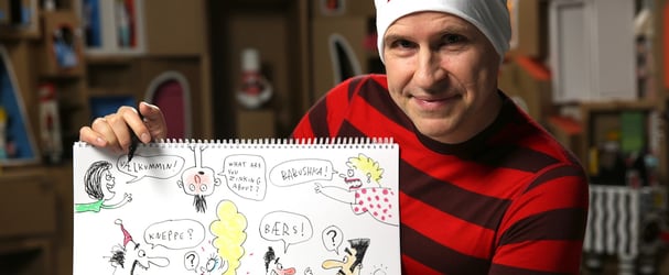 Øistein Kristiansen from Øistein's Blyant with drawing from Trysil