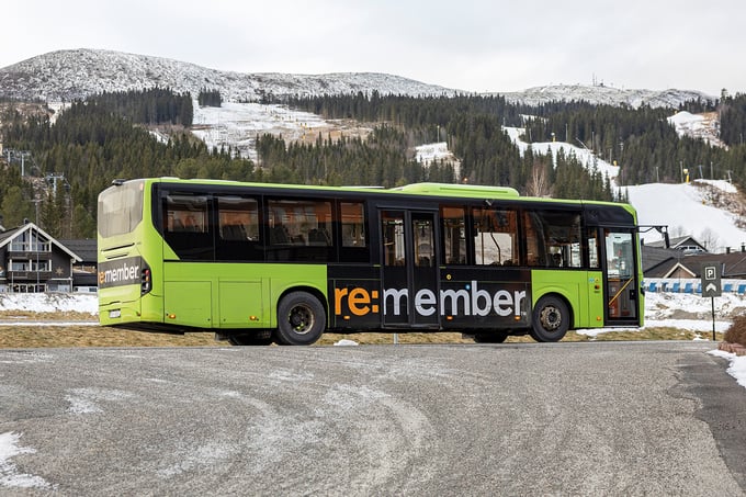 Ski bus in the parking lot in Trysil