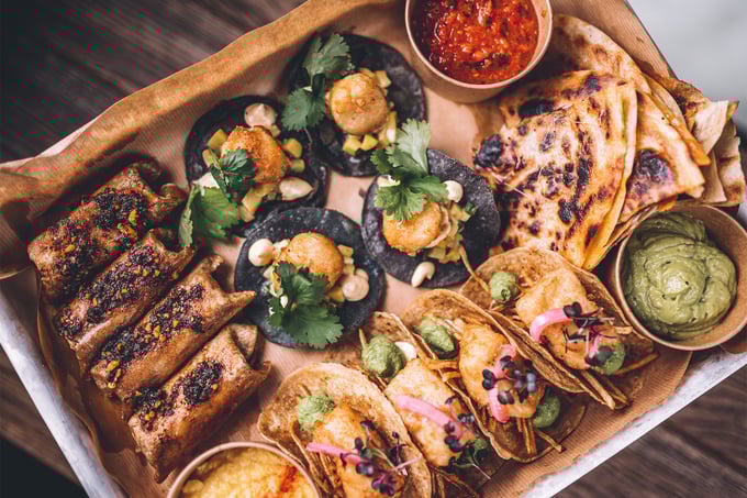 Mexican food on a platter