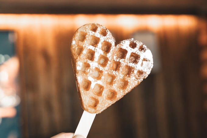 Waffle heart on a stick